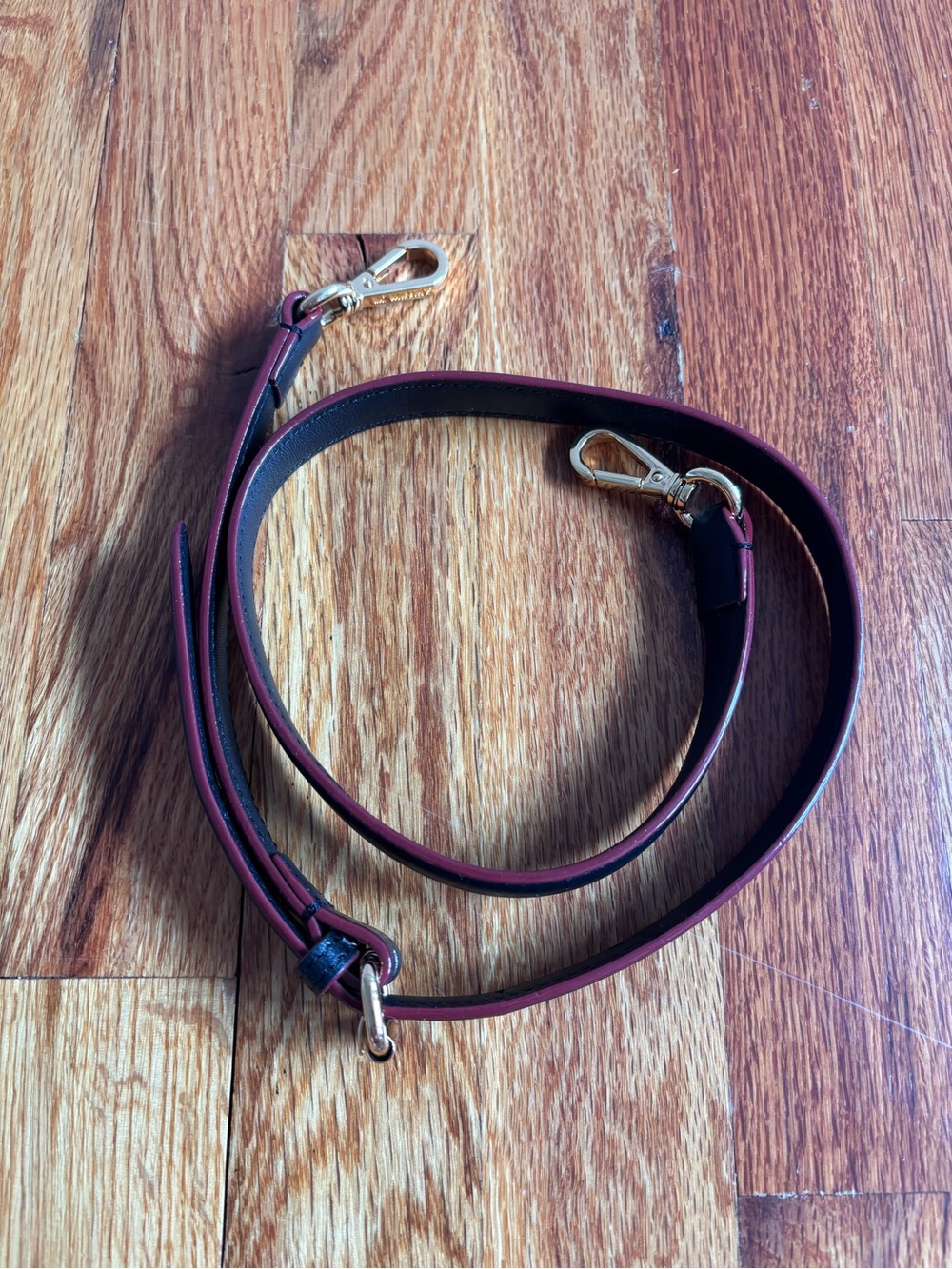 MZ Wallace Leather Crossbody Strap in black with Gold Hardware